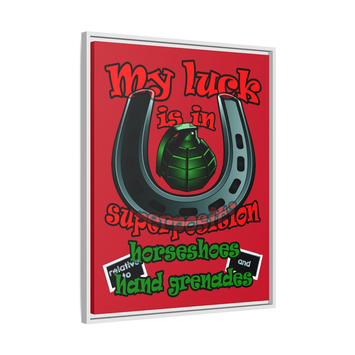 my luck - framed canvas art (dark red)