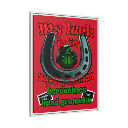 my luck - framed canvas art (dark red)