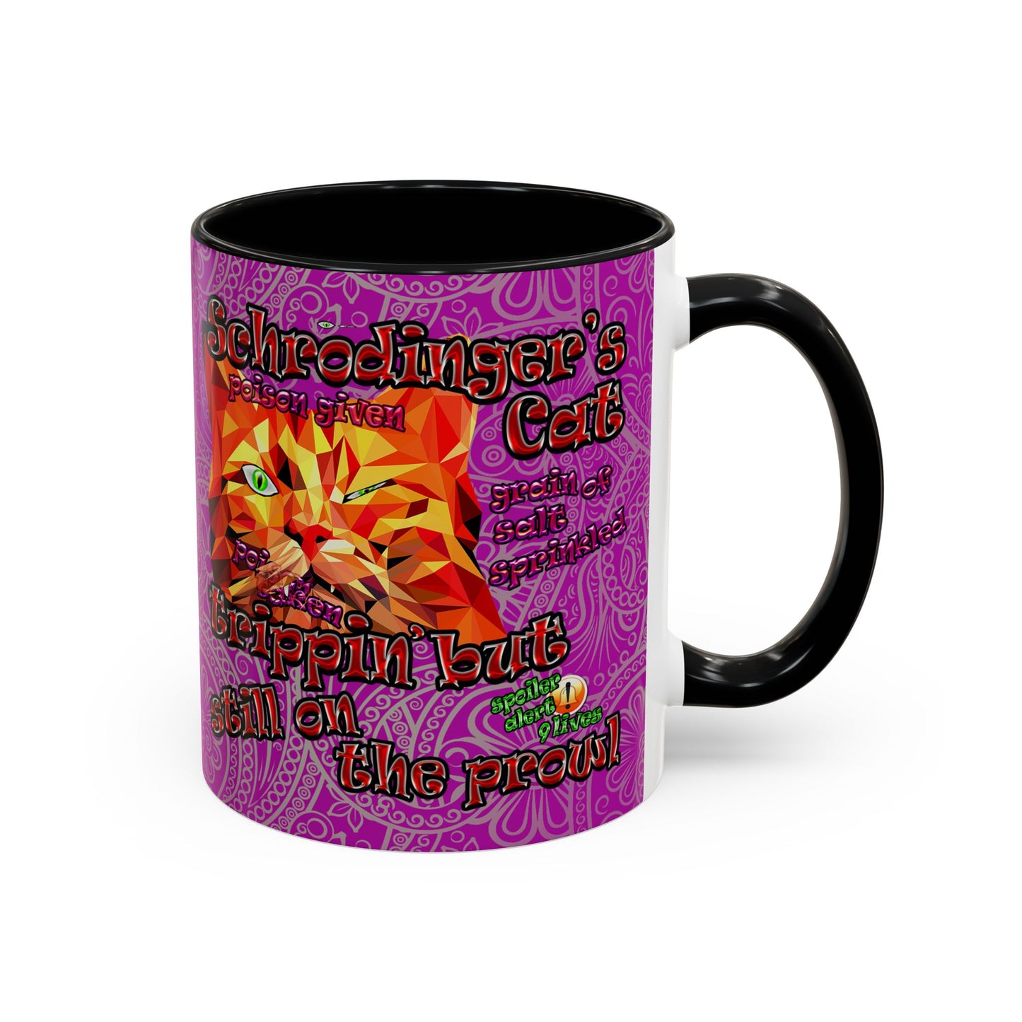 schrodinger's cat - Accent Mug (pink swirl)