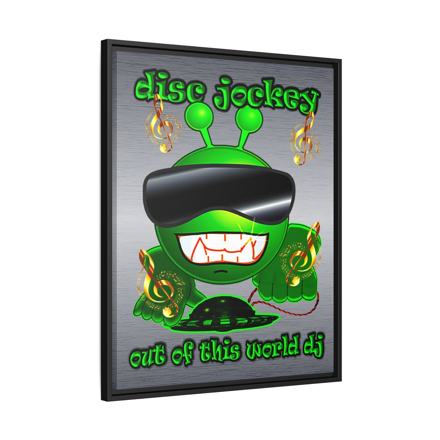 disc jockey - framed canvas art (brushed nickel)