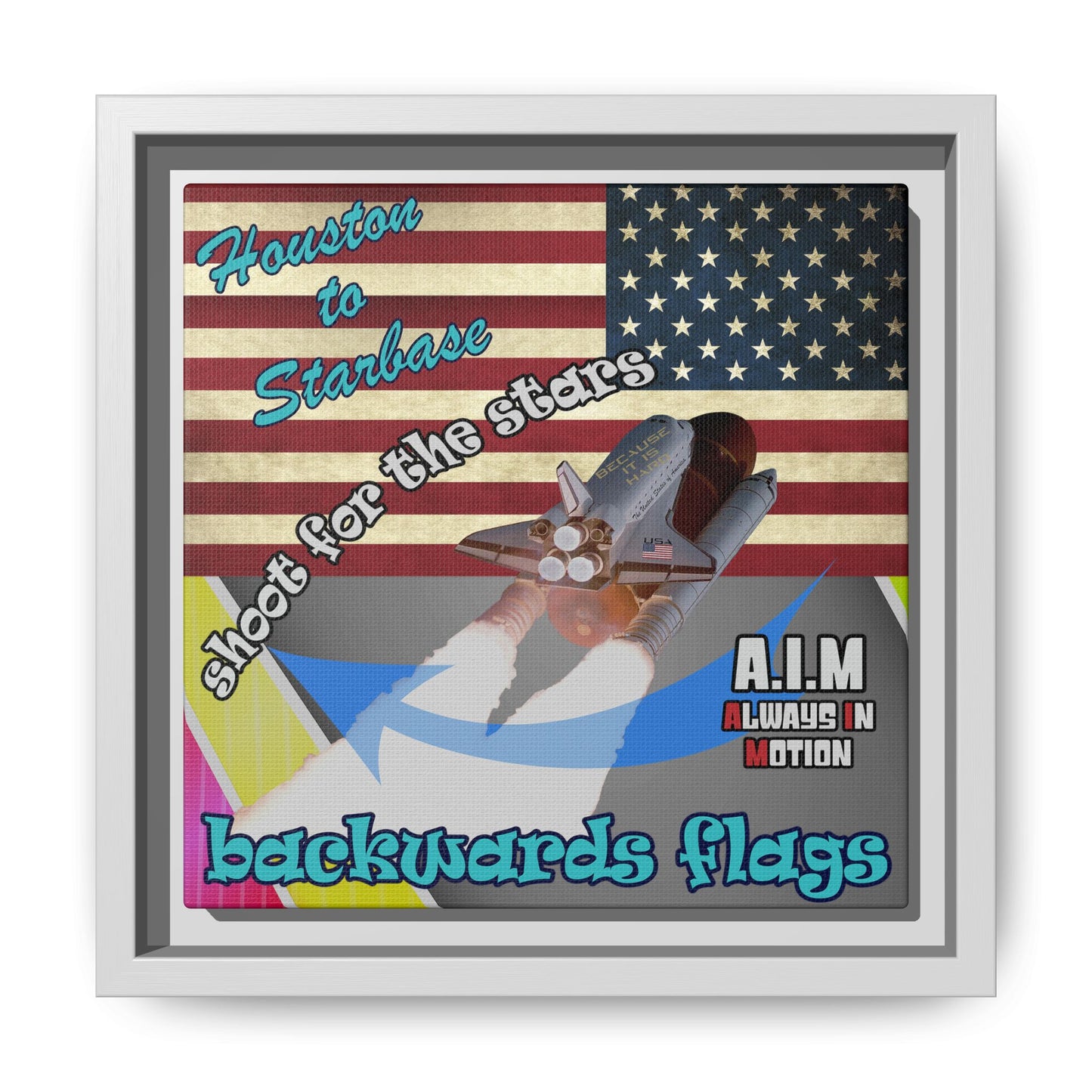 shoot for the stars - framed canvas art (rainbow split)
