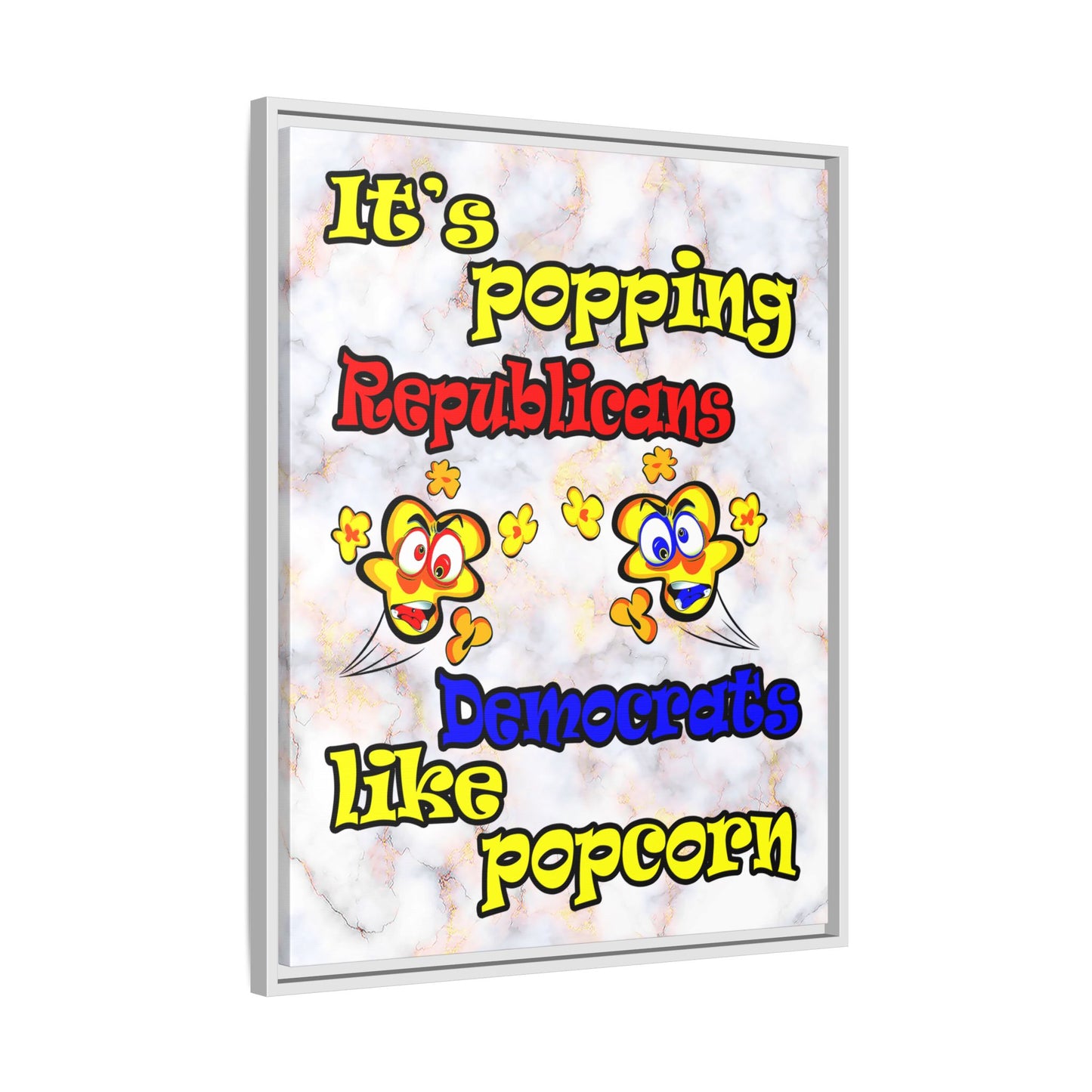 popping like popcorn - framed canvas art (white marble)