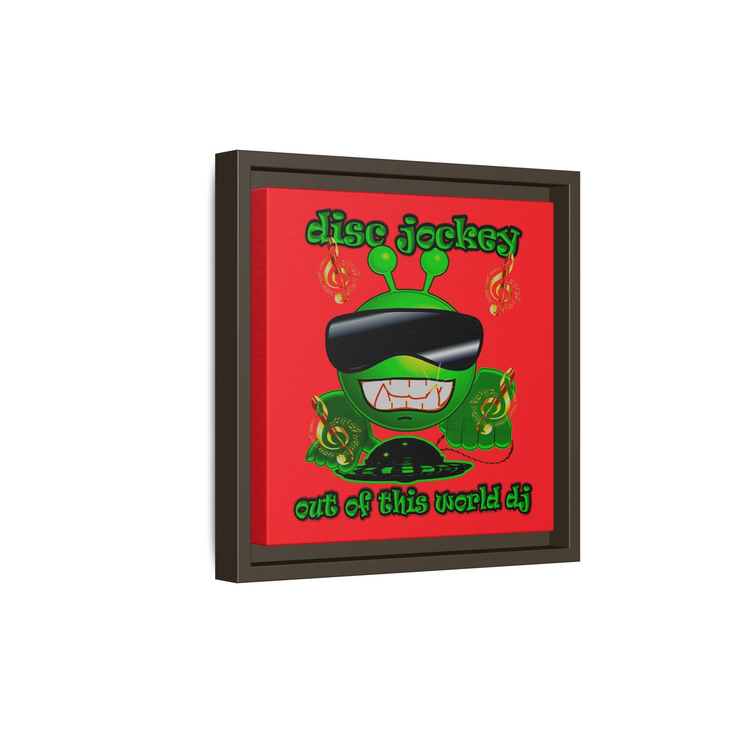 disc jockey - framed canvas art (red)