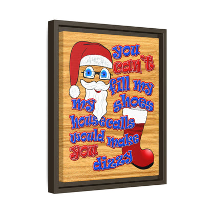 santa's shoes - framed canvas art (butterscotch wood finish)