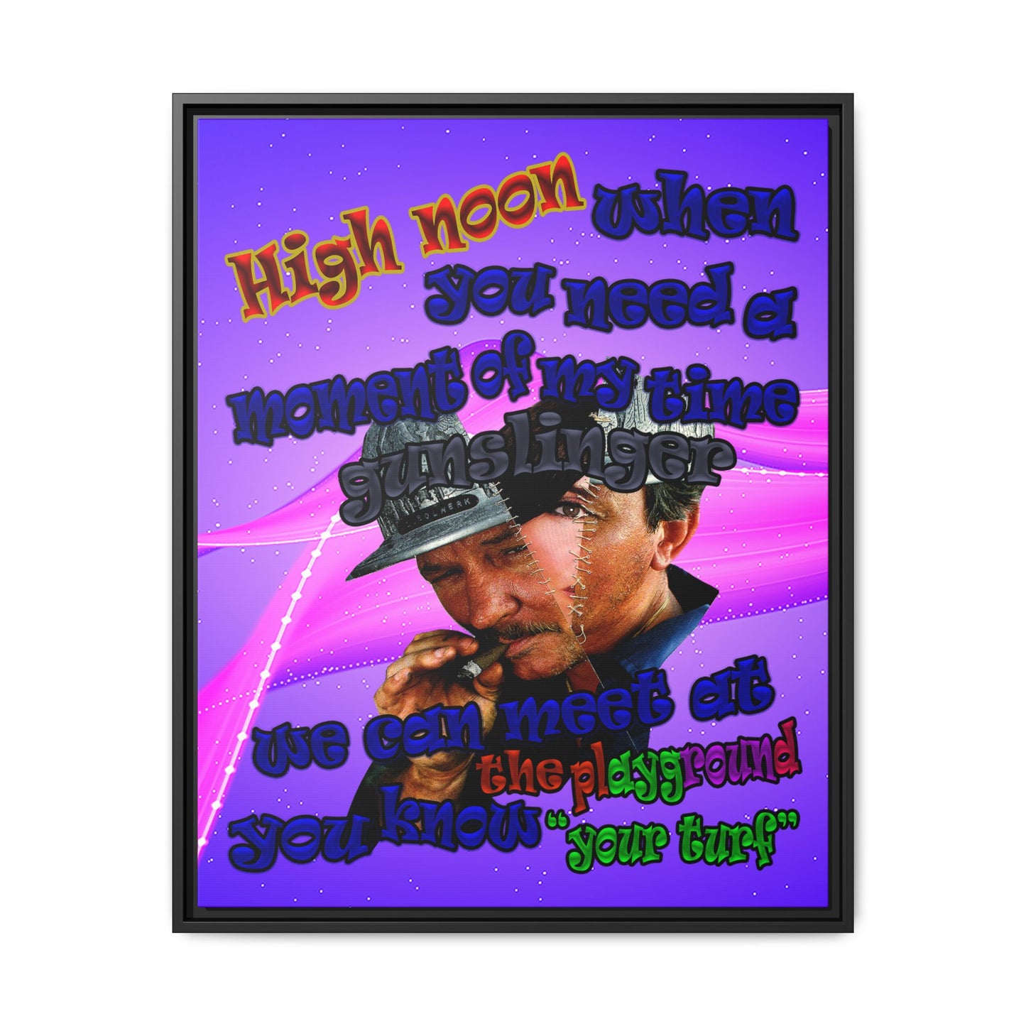 high noon - framed canvas art (purple-pink wave)