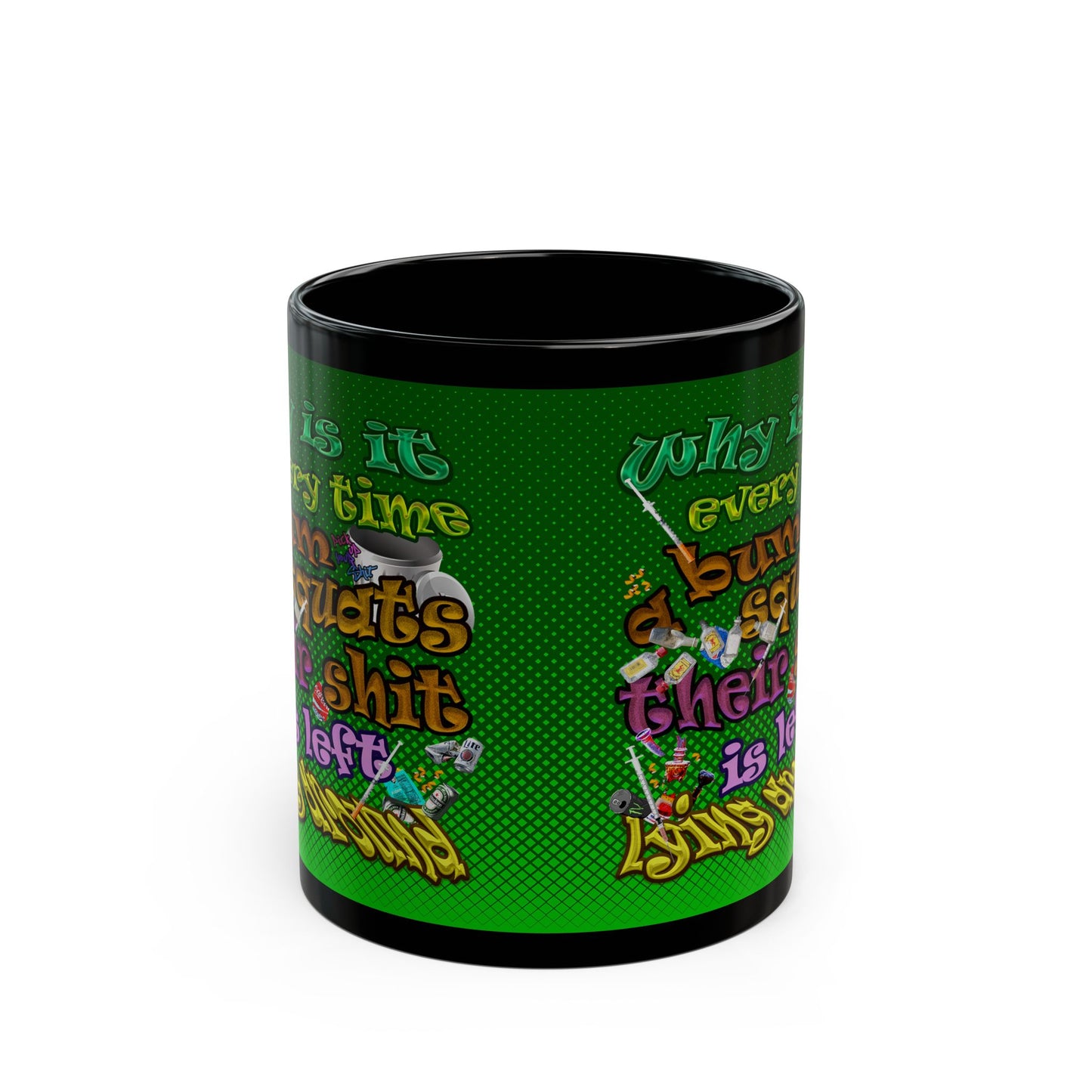 the bum's shit - Black Mug (logo green)