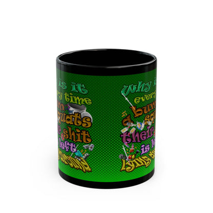 the bum's shit - Black Mug (logo green)