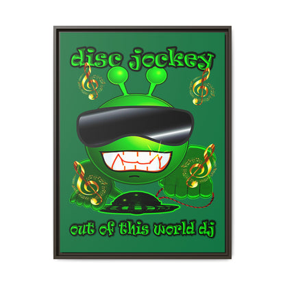 disc jockey - framed canvas art (dark green)