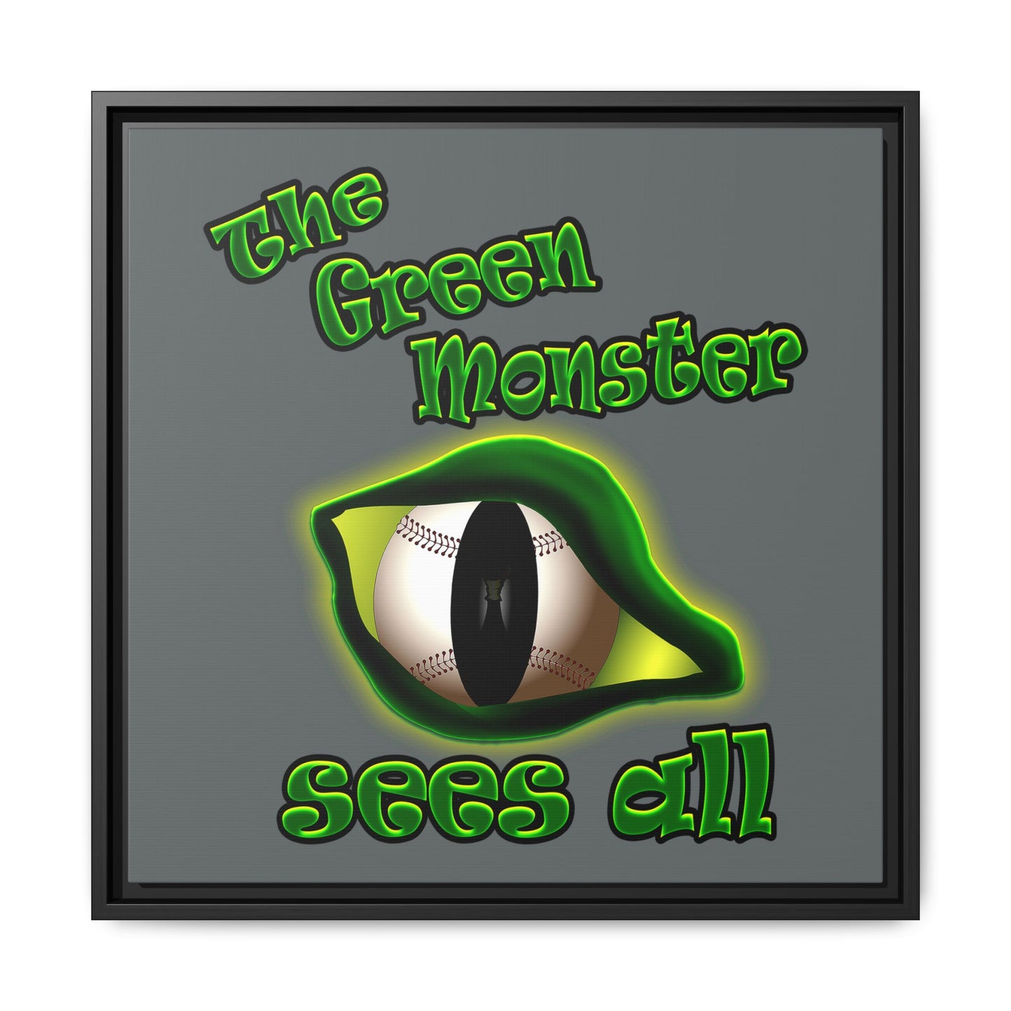 green monster - framed canvas art (dark grey)