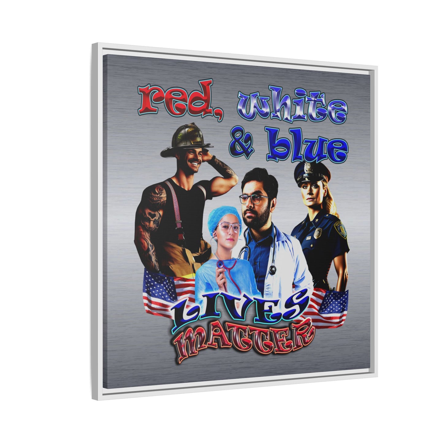 rw&b lives matter - framed canvas art (brushed nickel)