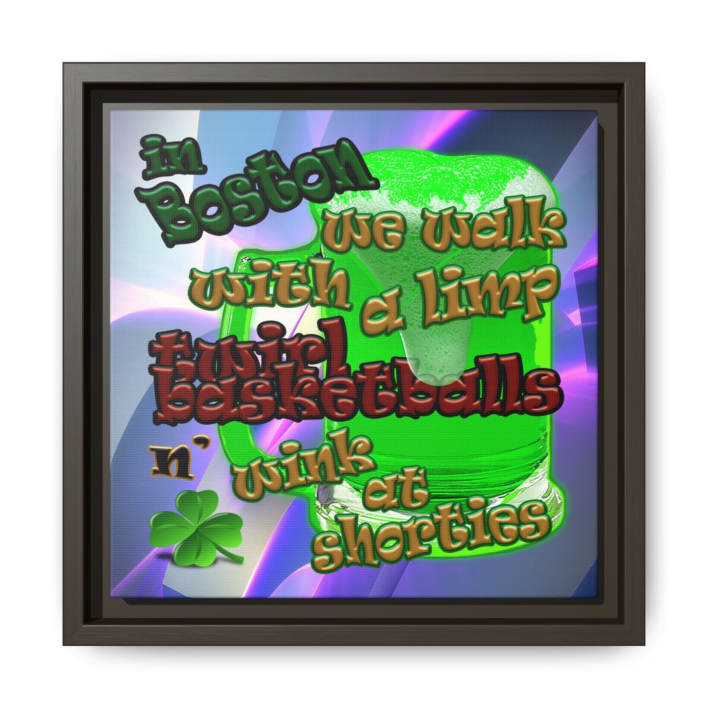 celtics logo - framed canvas art (grey-pink wave)