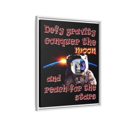 defy conquer reach - framed canvas art (black)