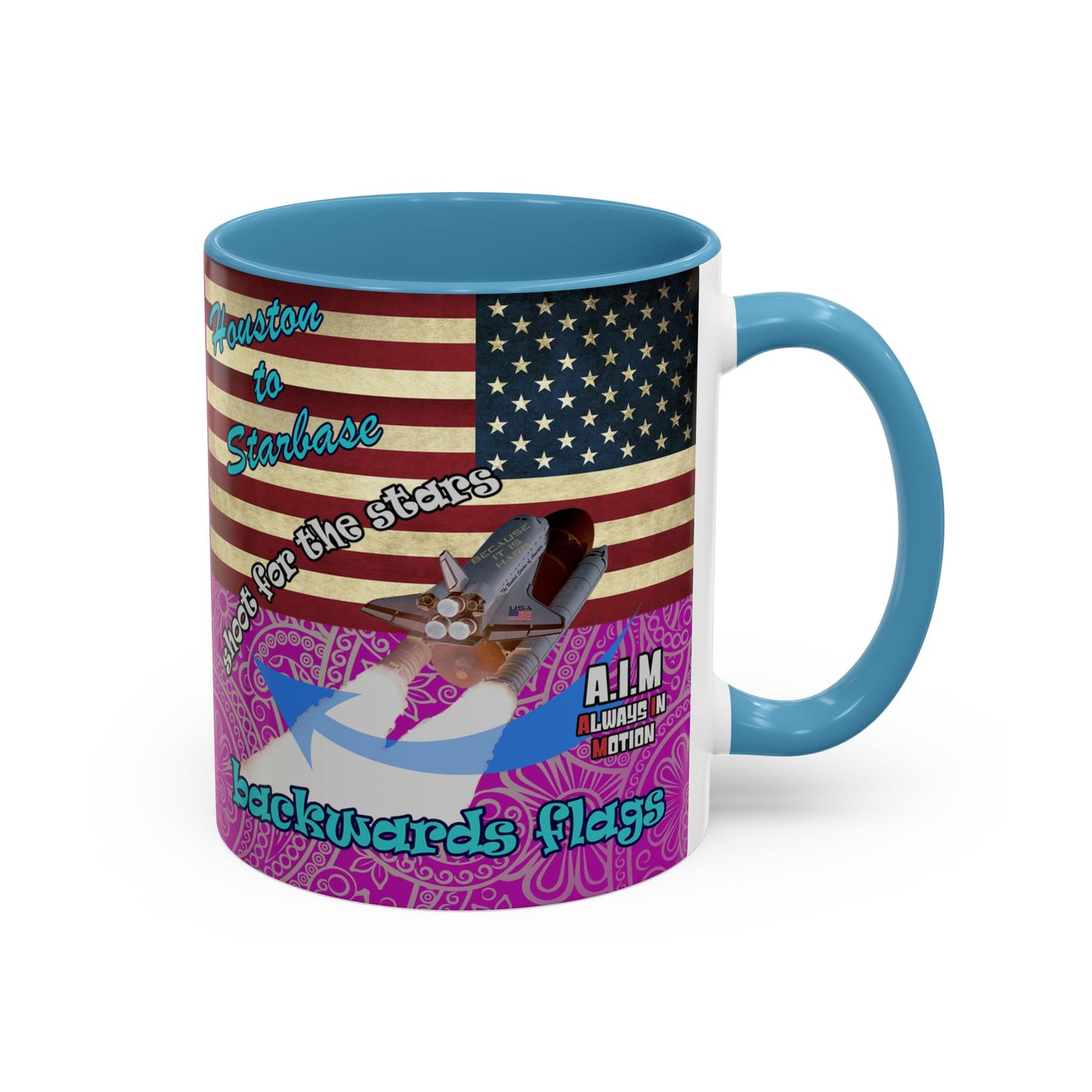 shoot for the stars - Accent Mug (pink swirl)