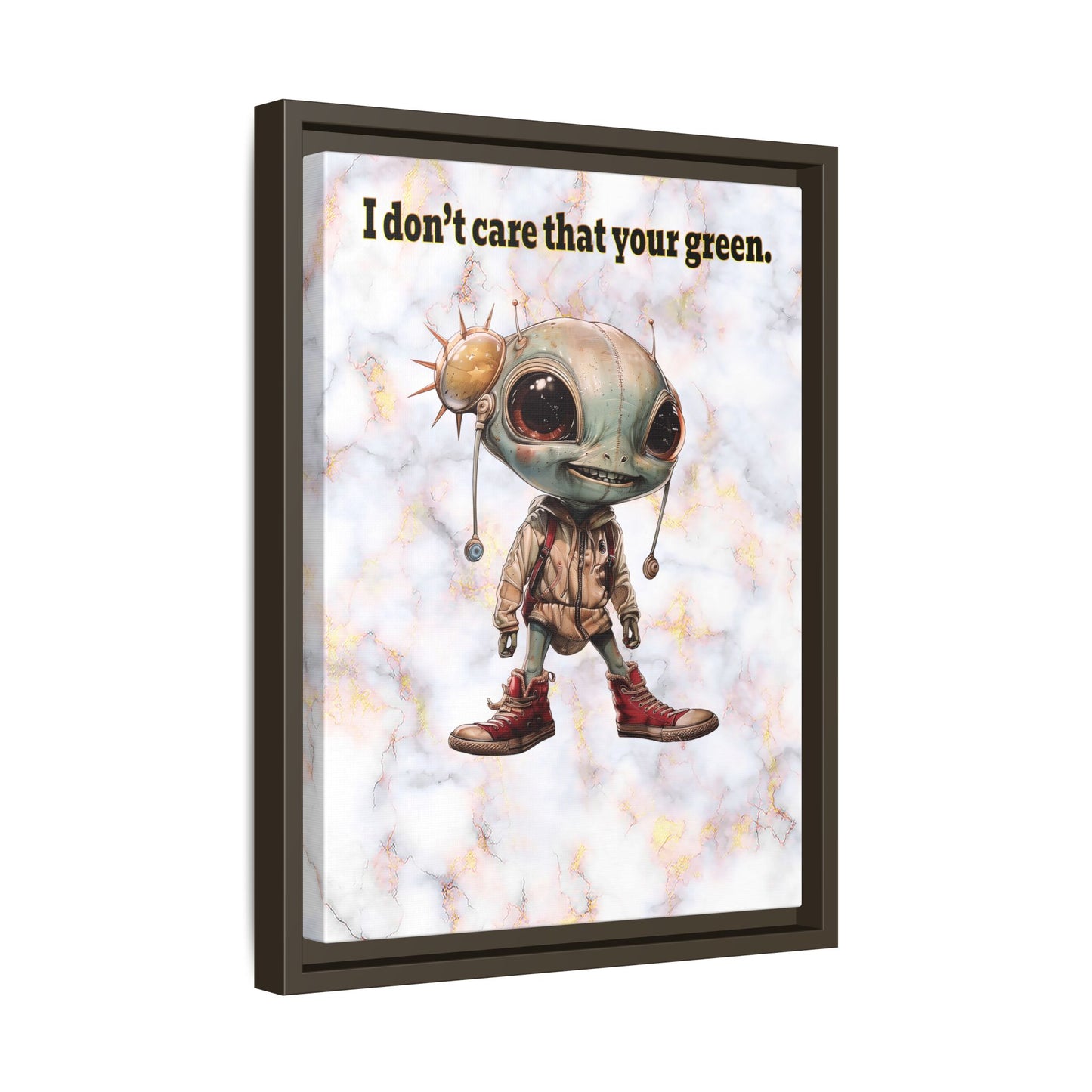 I don't care that your green - framed canvas art (white marble)
