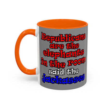 donkeys and elephants - Accent Mug (grey)