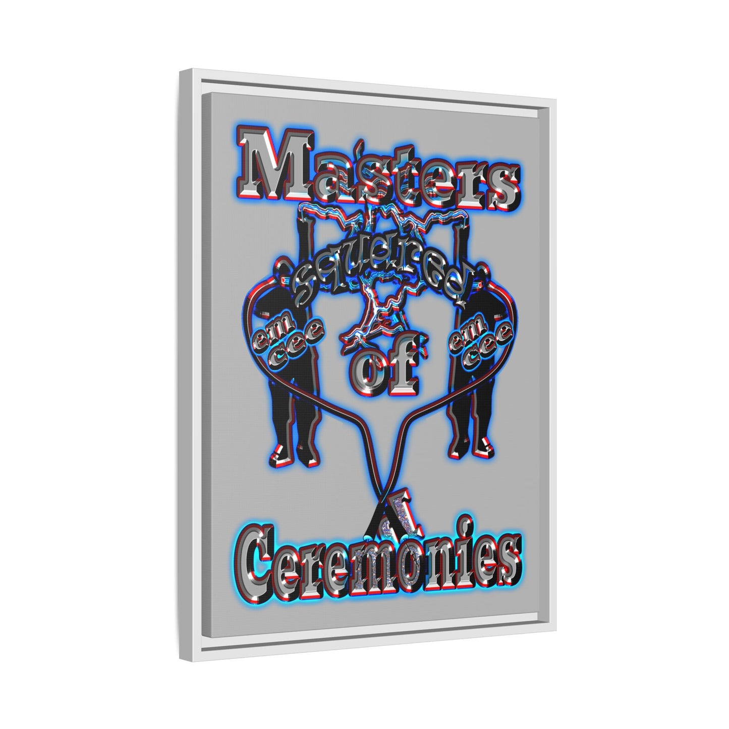 em cee squared - framed canvas art (light grey)