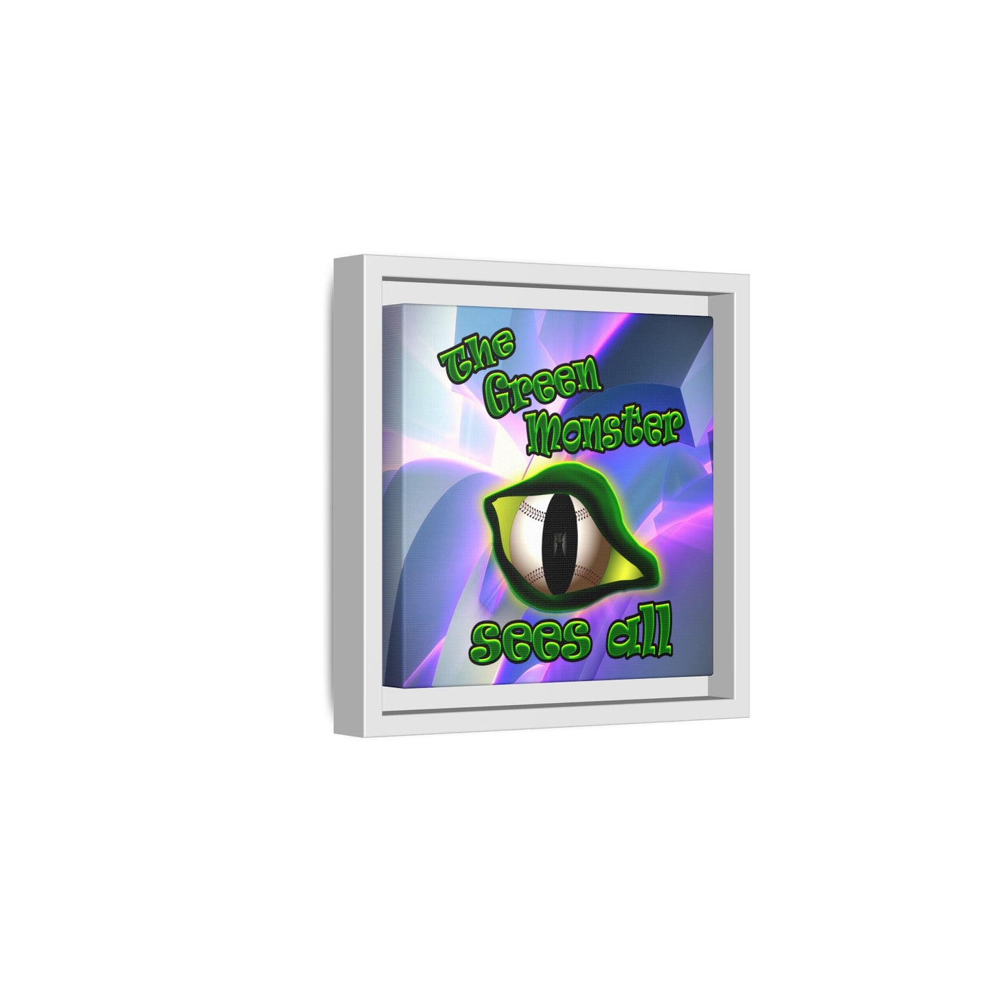 green monster - framed canvas art (grey-pink wave)