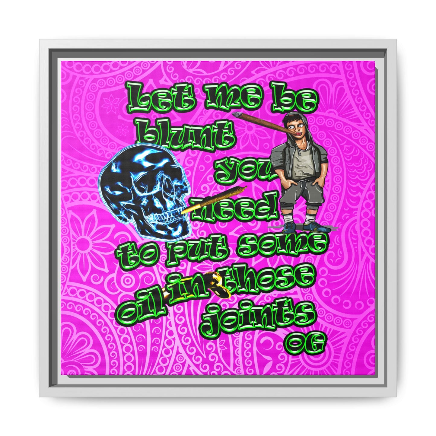og - framed canvas art (pink swirl)
