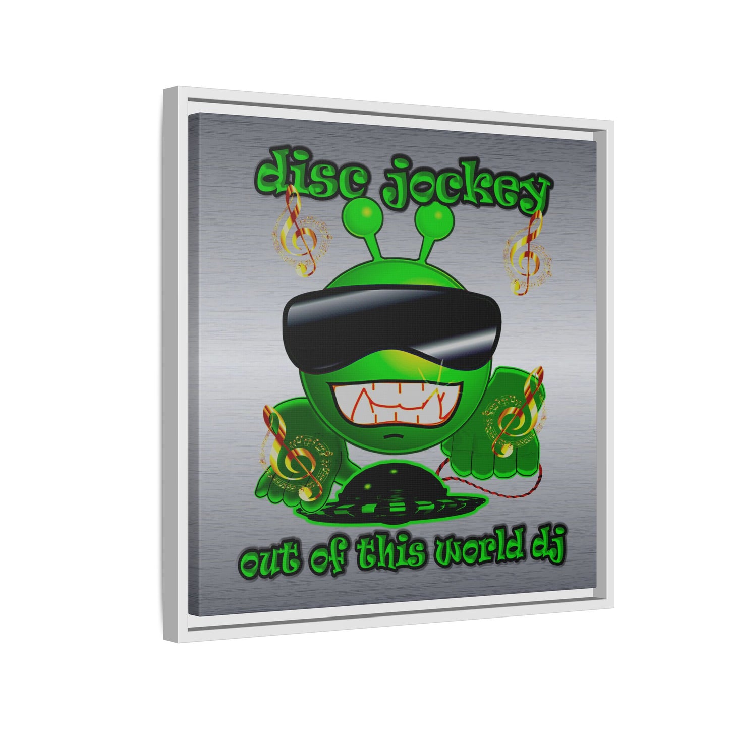 disc jockey - framed canvas art (brushed nickel)