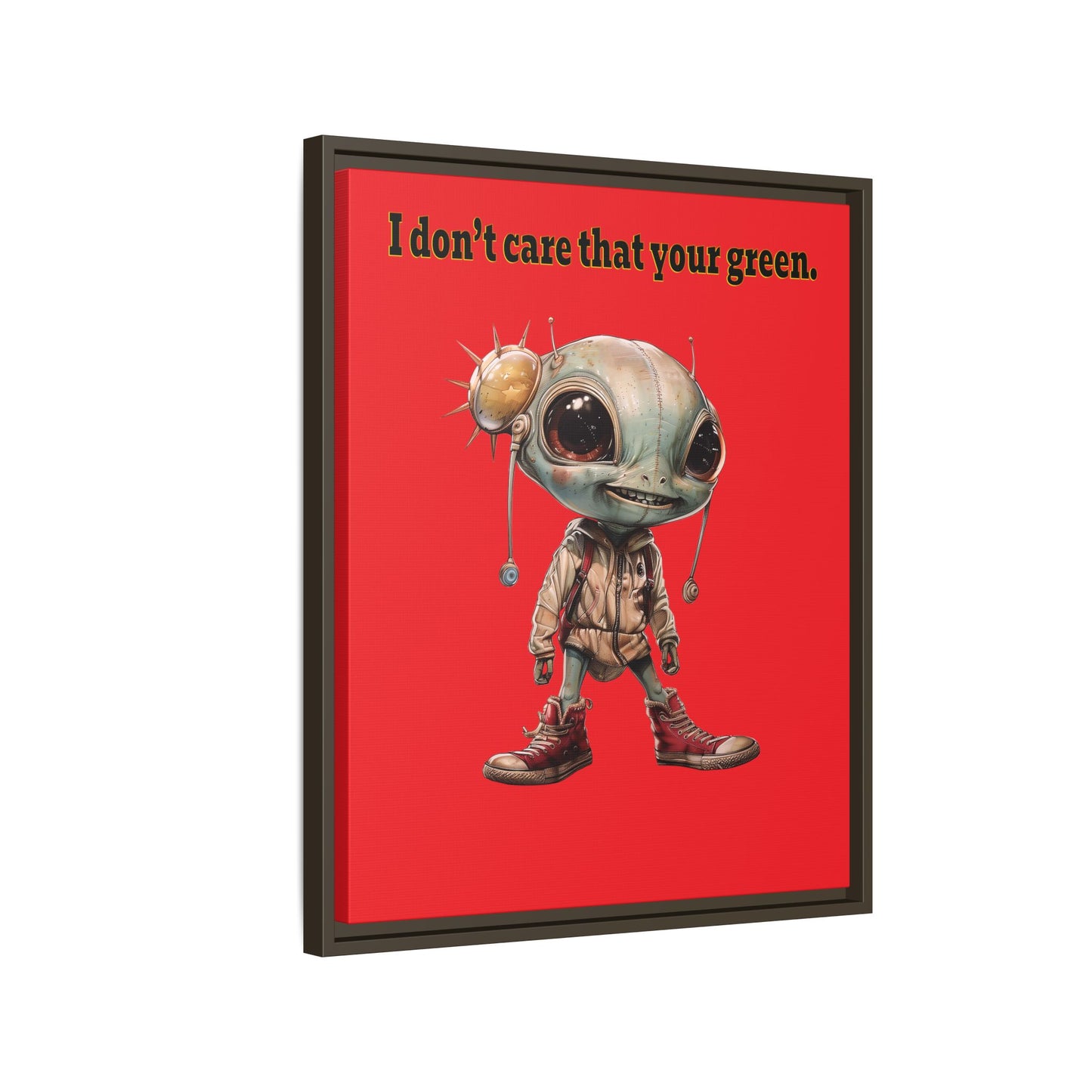 I don't care that your green - framed canvas art (red)