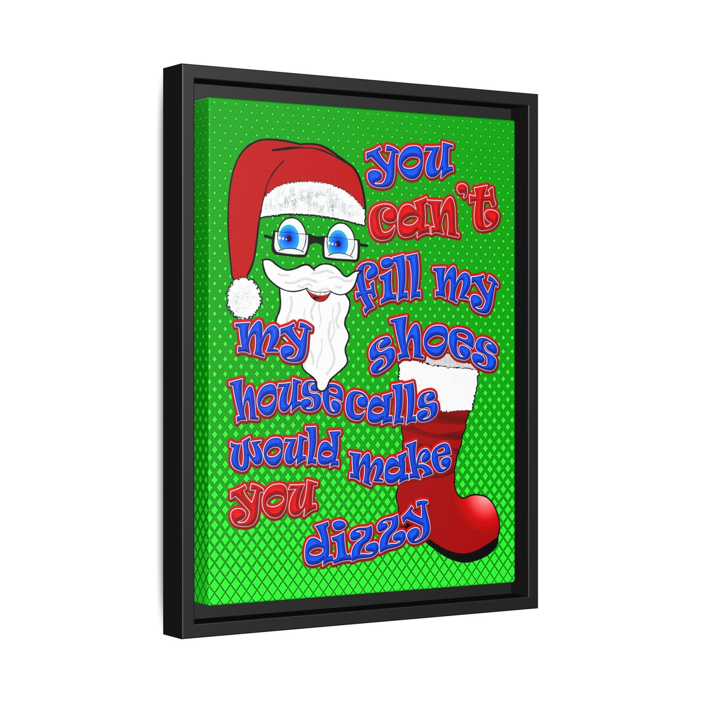 santa's shoes - framed canvas art (logo green)