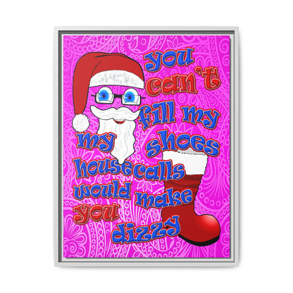 santa's shoes - framed canvas art (pink swirl)