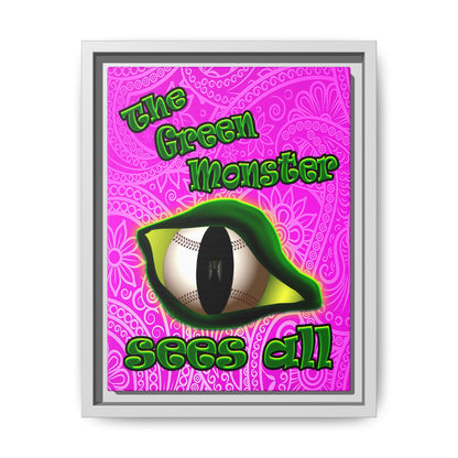 green monster - framed canvas art (pink swirl)
