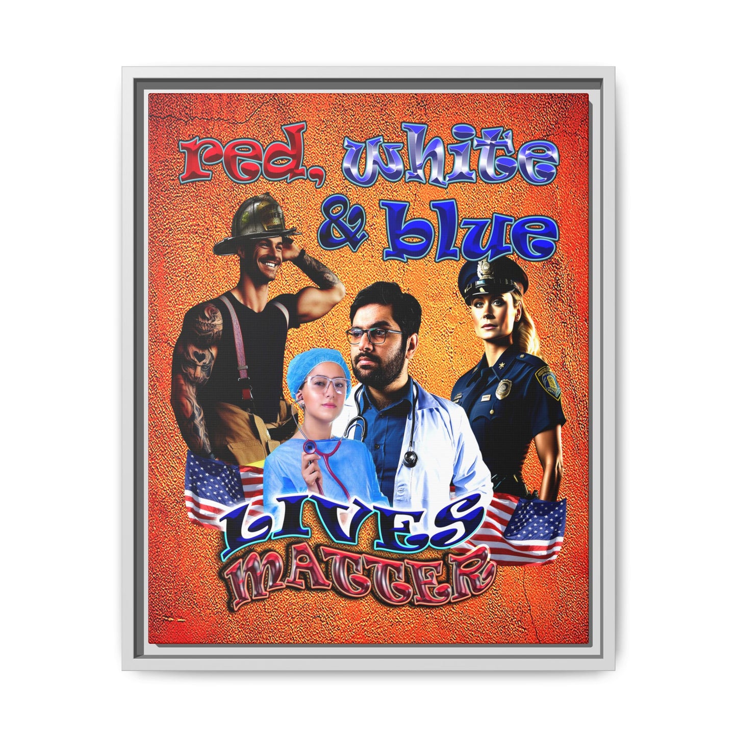 rw&b lives matter - framed canvas art (burnt orange)