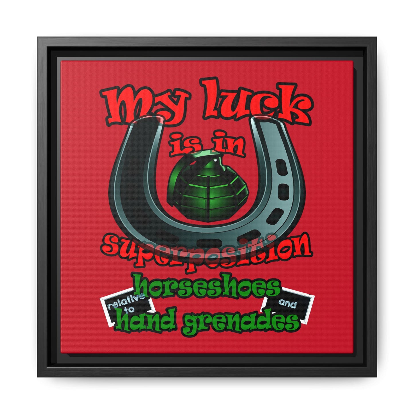 my luck - framed canvas art (dark red)