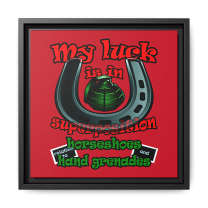 my luck - framed canvas art (dark red)