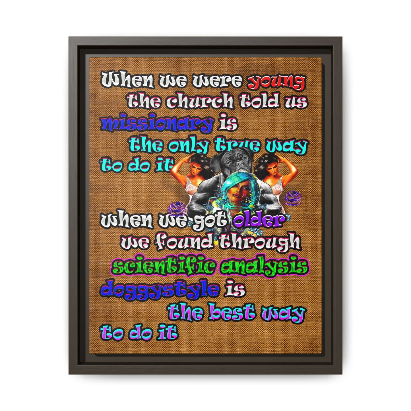 doggystyle - framed canvas art (brown papyrus)