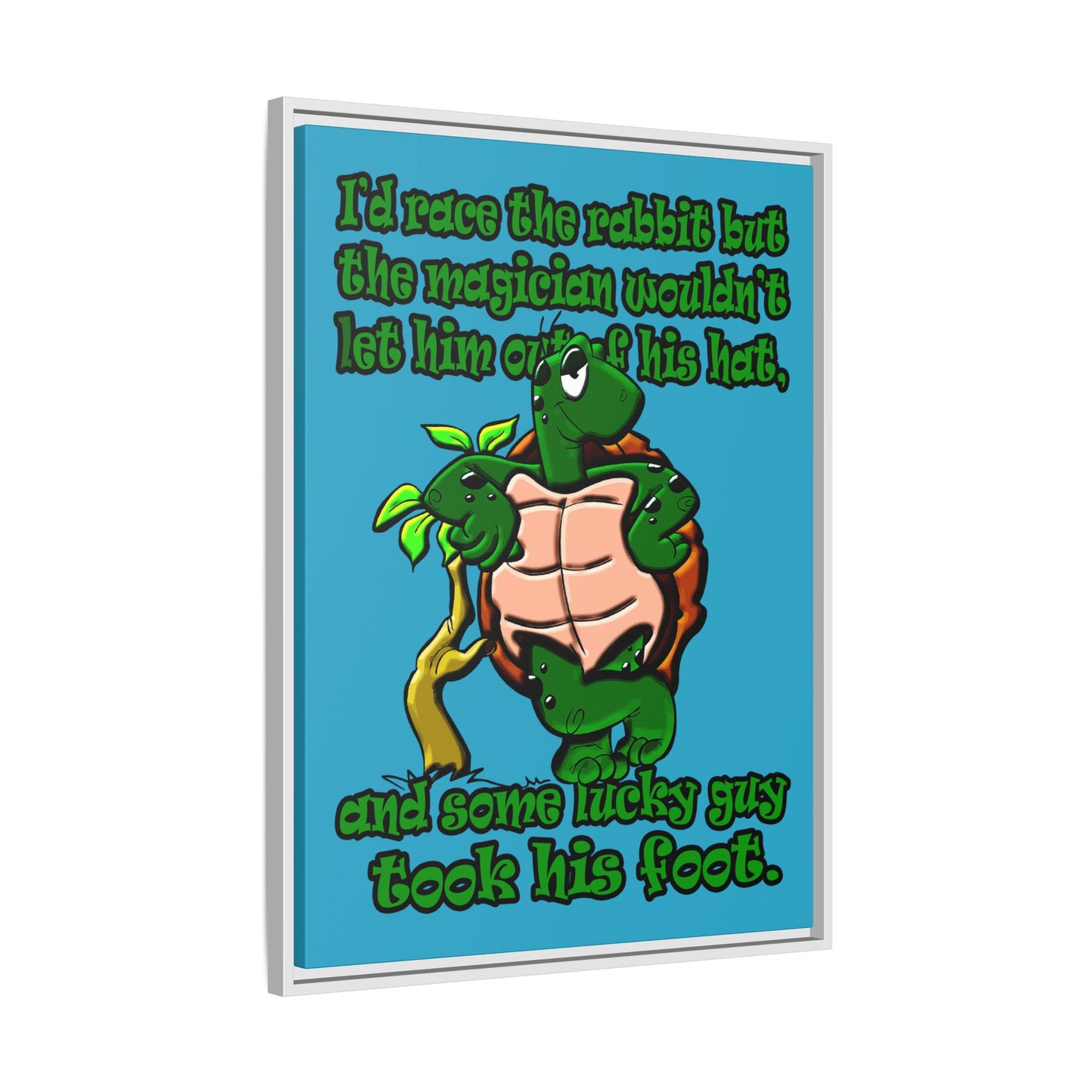 turtle race - framed canvas art (turquoise)
