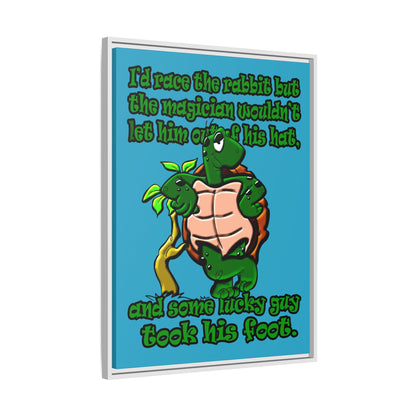 turtle race - framed canvas art (turquoise)