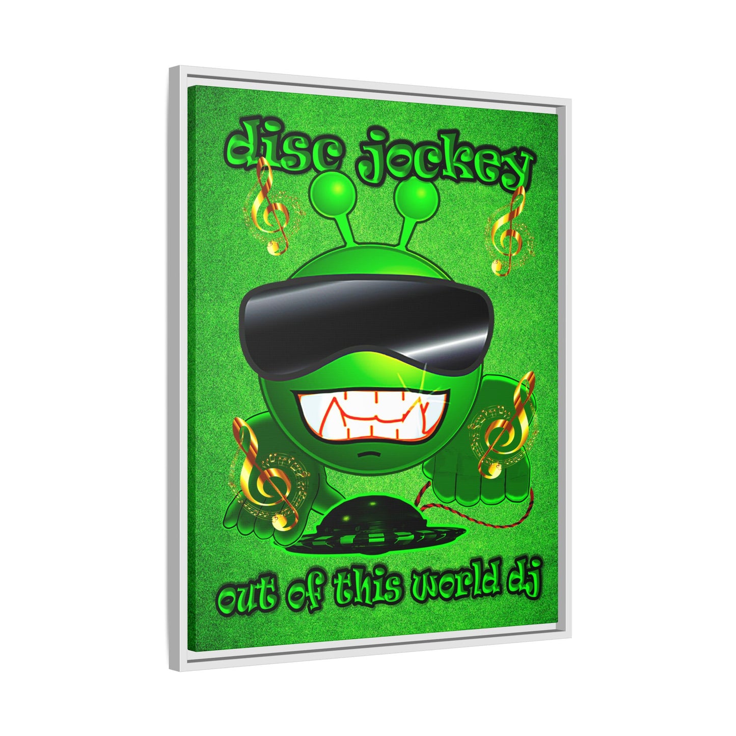 disc jockey - framed canvas art (green turf)