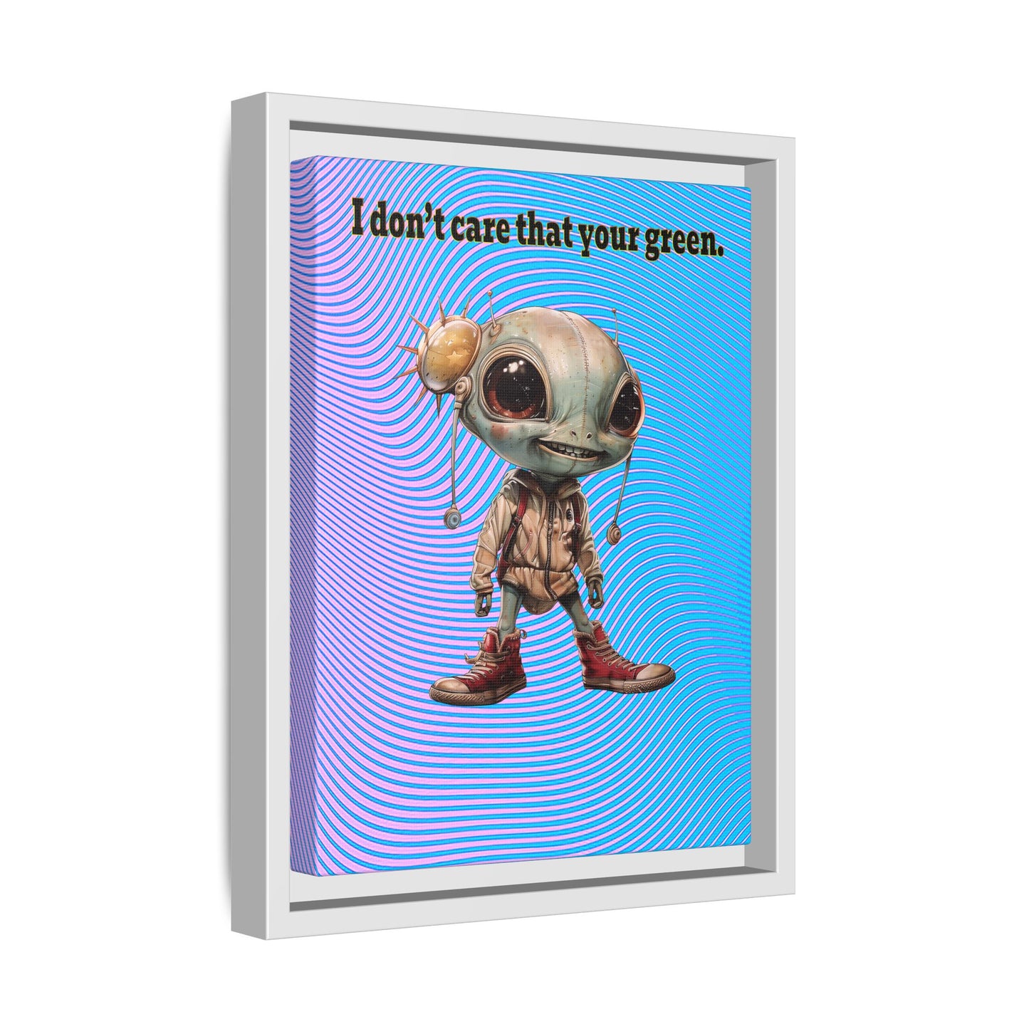 I don't care that your green - framed canvas art (light blue-purple wave)