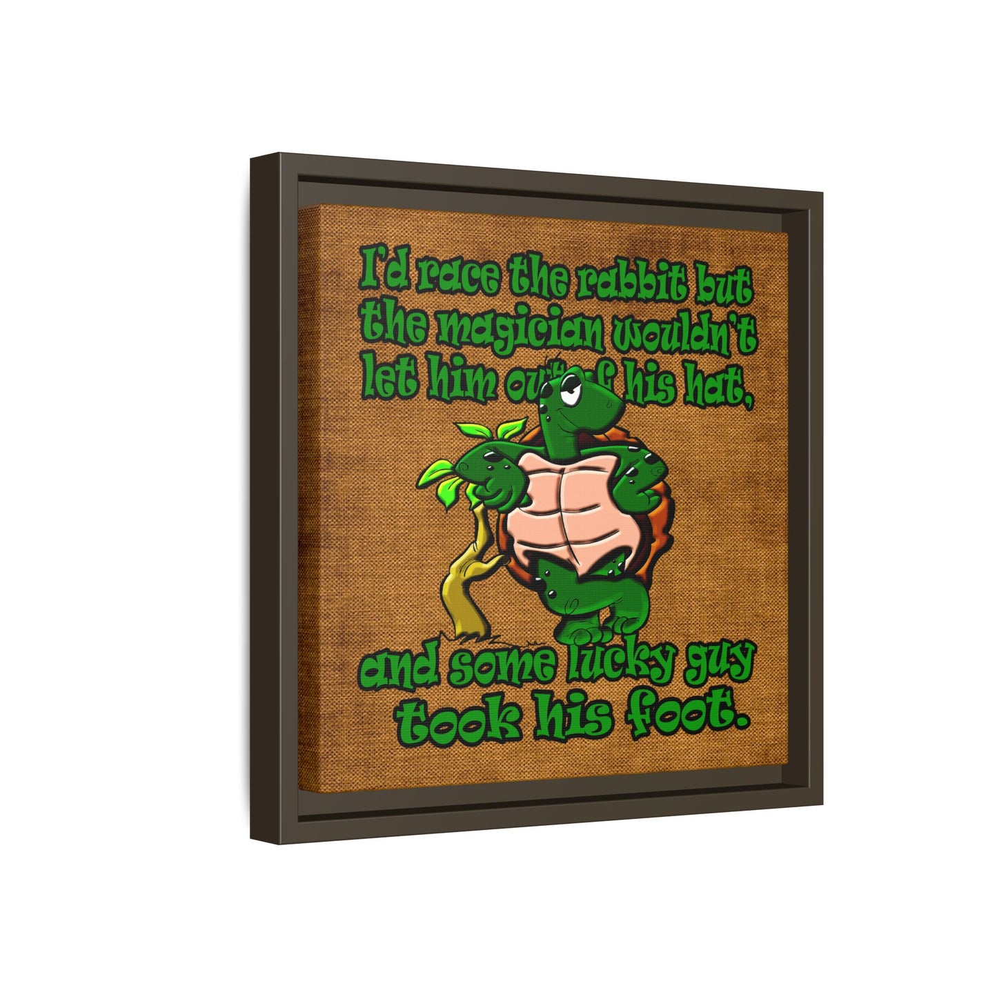 turtle race - framed canvas art (brown papyrus)