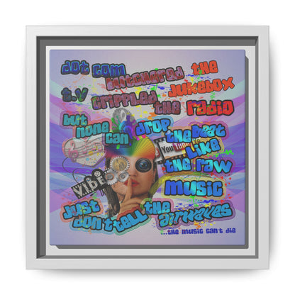 drop the beat - framed canvas art (light blue-pink wave)