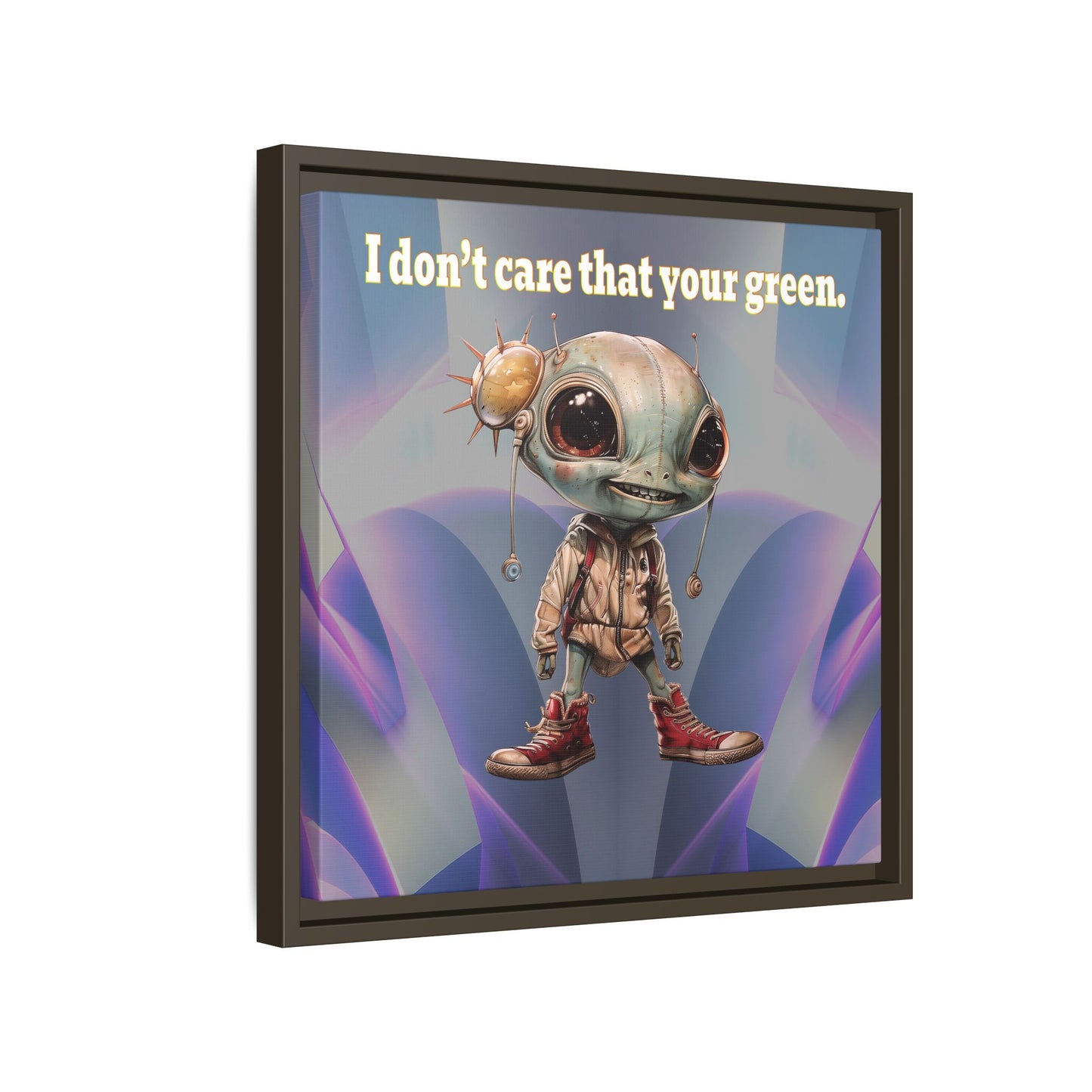 I don't care that your green - framed canvas art (grey-pink wave)