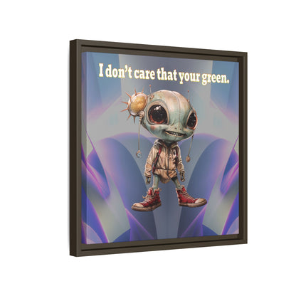 I don't care that your green - framed canvas art (grey-pink wave)