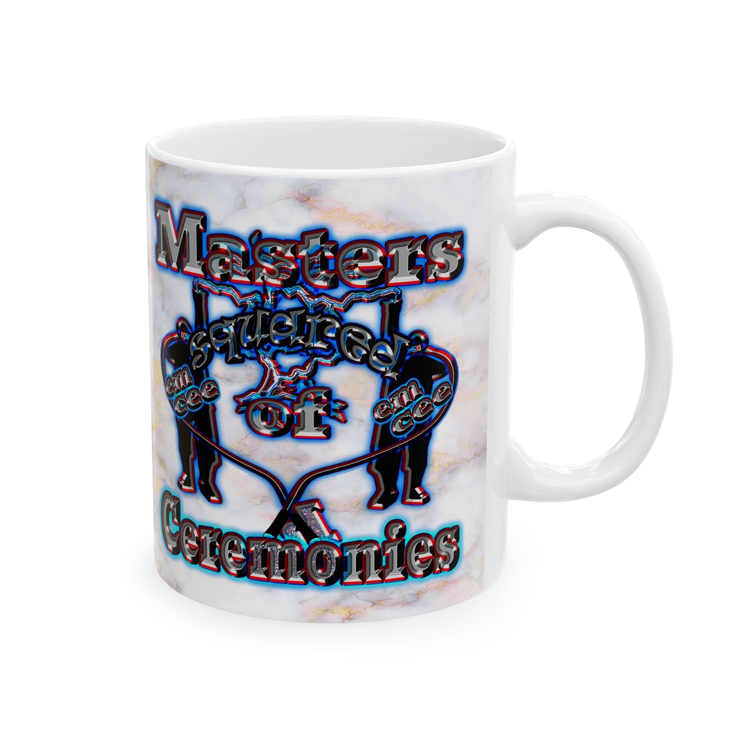em cee squared - White Mug (white marble)
