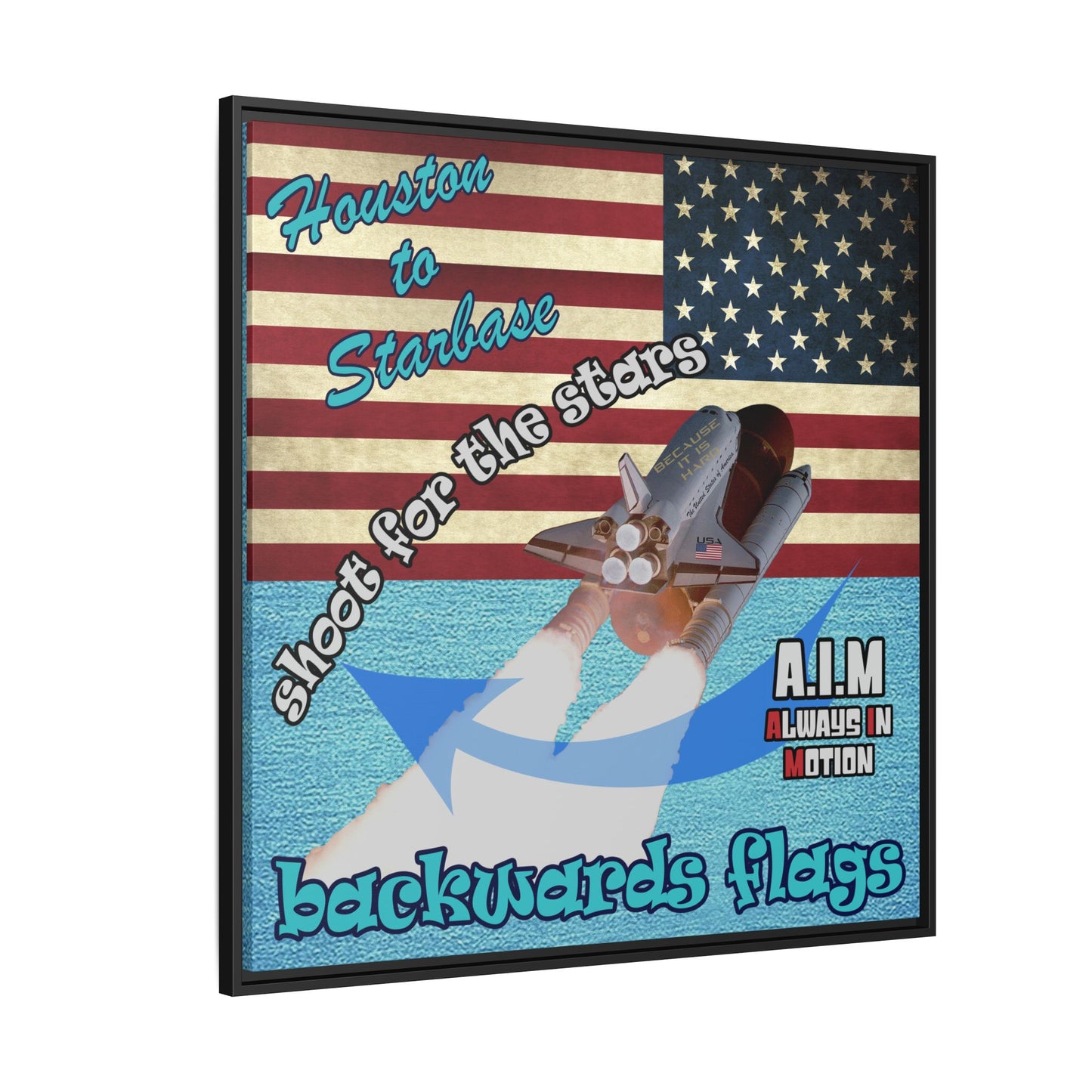 shoot for the stars - framed canvas art (faded blue)