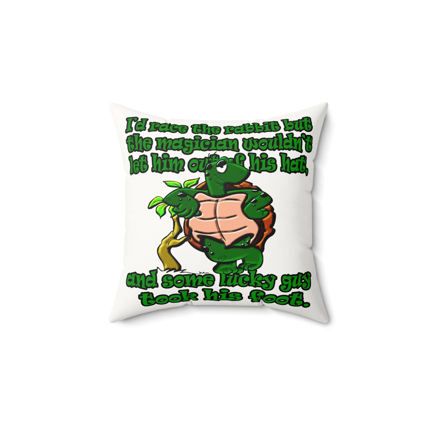turtle race - Faux Suede Square Pillow - (white)