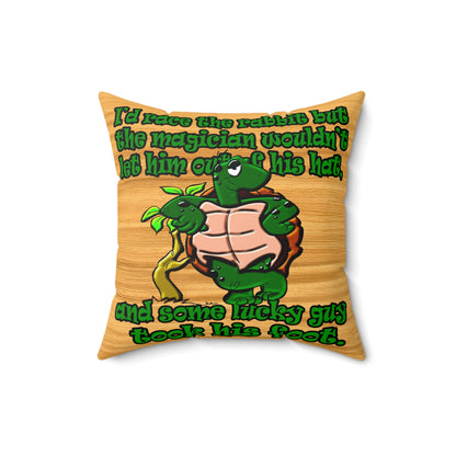 turtle race - Spun Polyester Square Pillow - (butterscotch wood finish)