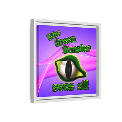 green monster - framed canvas art (purple-pink wave)