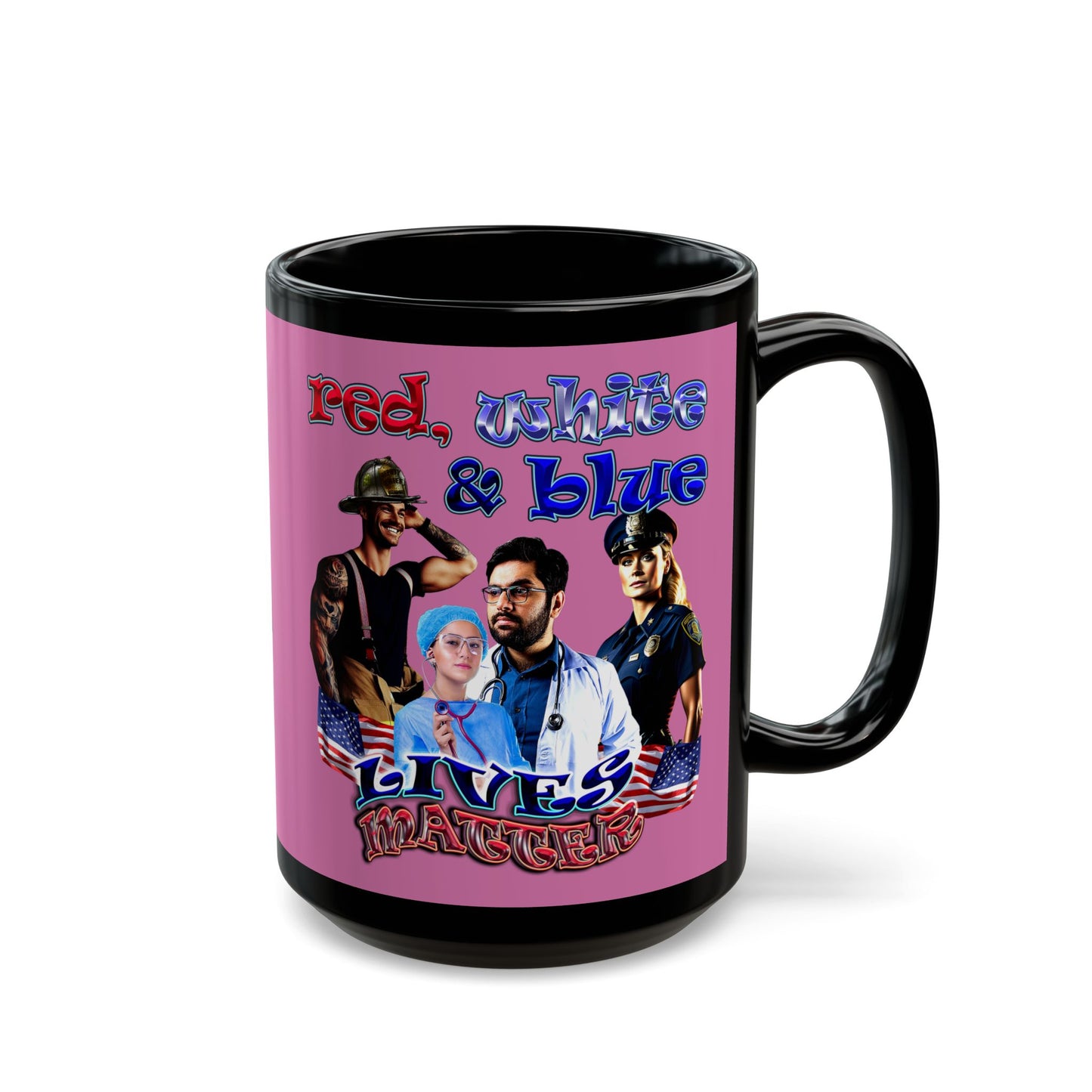 rw&b lives matter - Black Mug (light pink)