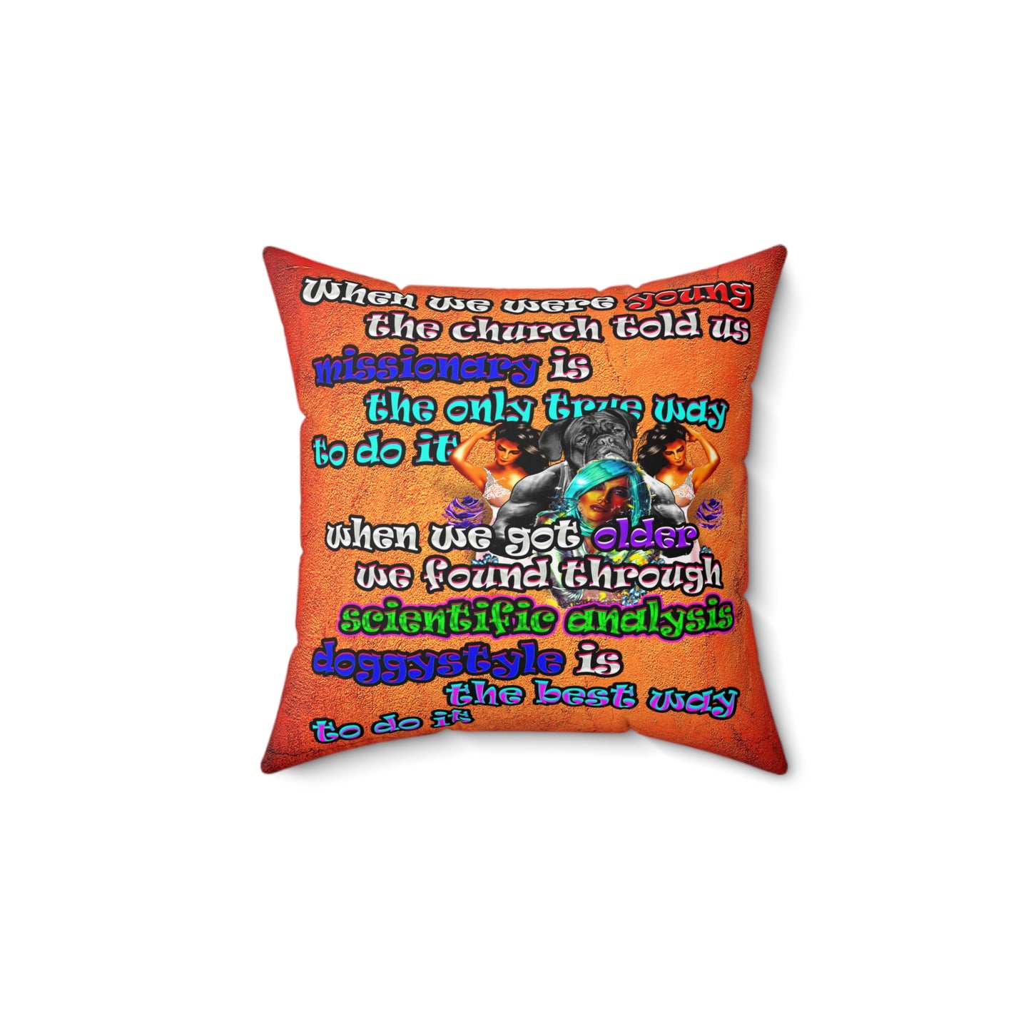 doggystyle - Spun Polyester Square Pillow - (burnt orange)