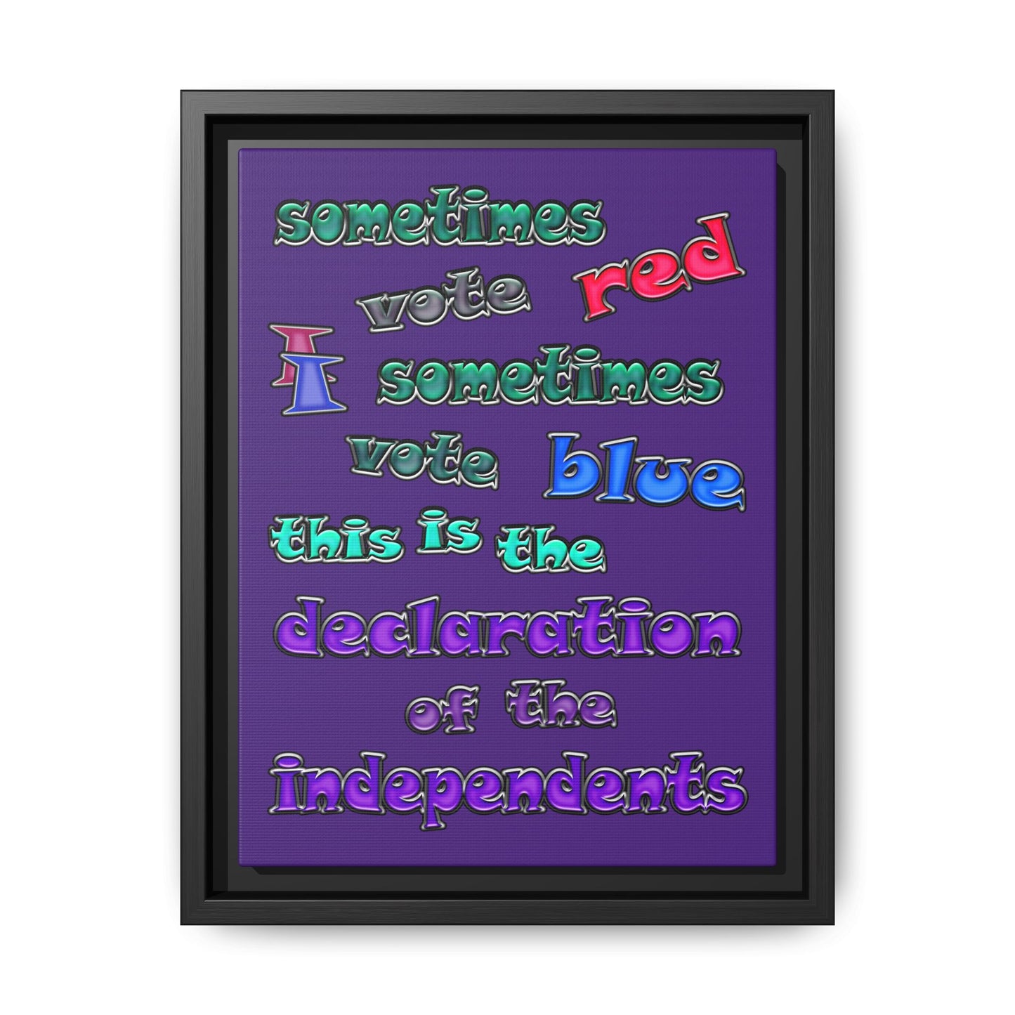 declaration of the independents - framed canvas art (purple)