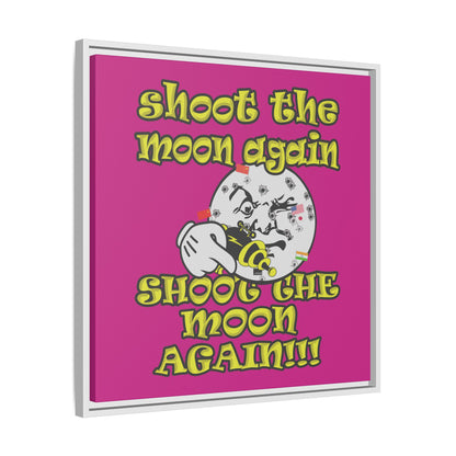 shoot the moon again - framed canvas art (pink)