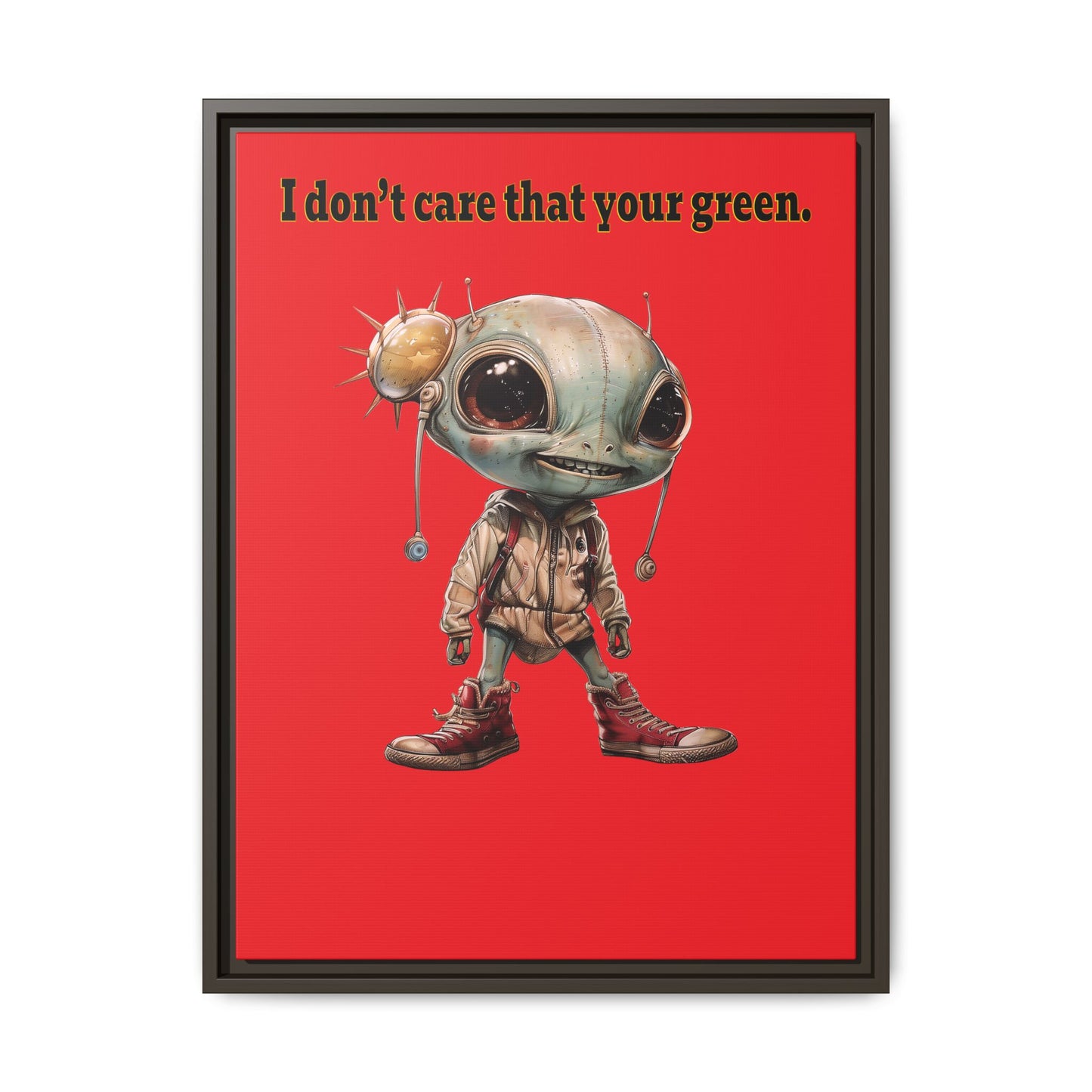 I don't care that your green - framed canvas art (red)