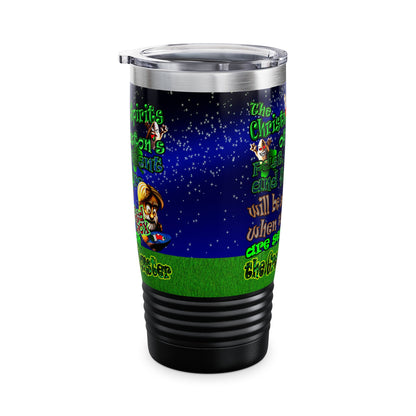 christmas spirits of boston - Ringneck Tumbler, 20oz ('snoops' background)